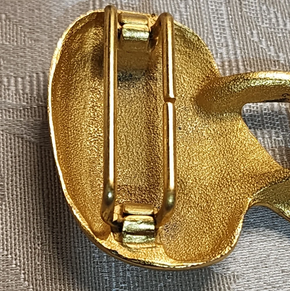 VINTAGE 1980s Sculptural GOLD PLATED Belt BUCKLE Bold Abstract Statement Piece